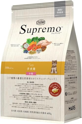 Nutro シュプレモ 子犬用 全犬種用 チキン お試し 400g ドライフード 小粒 総合栄養食 子いぬ用 パピー 幼犬期/成長期 妊娠期/授乳期の母犬 仔犬用 ドッグフード 犬 厳選自然素材 香料・着色料 無添加 消化に良い ニュートロ トライアル 1
