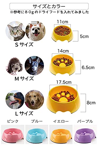 【獣医師監修】 早食い防止 犬 食器 スローフィーダー フードボウル 餌入れ (S, イエロー)の特徴・詳細 画像