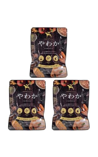 華ちゃん犬猫すこやか本舗 やわか ドッグフード【 国産 無添加 】 半生 チキン 華味鳥 ヒューマングレード 鶏肉 グルテンフリー グレインフリー シニア 総合栄養食 80g(×3袋) 1