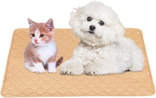 ChunkyShine 洗える ペットシーツ 2枚セット 繰り返し使える ペットトイレシート ペット用おしっこマット 超吸収 速乾 漏れ防止 防水 洗濯機丸洗いOK オールシーズン対応 犬猫用 中型大型犬対応 60×45cm カーキ 1