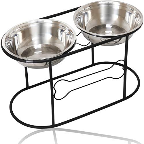 Phoenix 超 大型犬 フードボウル スタンド 高さ約30cm ステンレス製 えさ入れ お水入れ ブラックの外観・全体像 画像