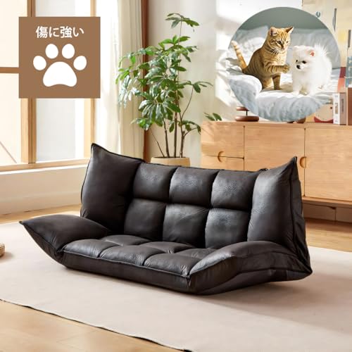 [ URBAN ] ペットがいても安心のひっかき傷に強い生地を使用した マルチリクライニング ソファ 猫の爪に強い 犬 ペットソファ ソファベッド 2人掛け ローソファー ［5か所14段階リクライニング 自分好みに形が変えられる］傷に強く 耐久性のある生地 [1人掛け 2人掛け ソファベッドなどマルチに活躍] ロータイプ ローソファーベッド 座椅子ソファー ブラック F-2067 BKの詳細・まとめ 画像
