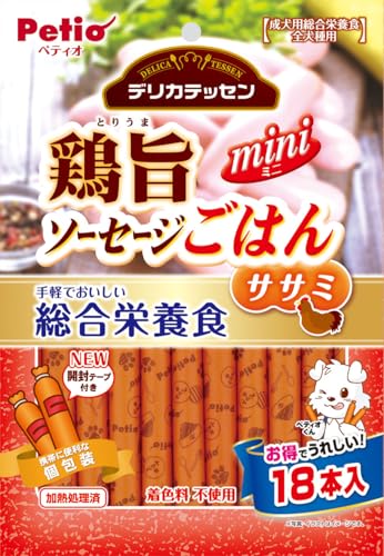 ペティオ (Petio) デリカテッセン 総合栄養食 鶏旨 ミニソーセージごはん ササミ 18本入 1