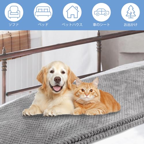 ペット 毛布 ペット ブランケット ペット用 あったかグッズ 洗えるペットシーツ 冬 丸ごと洗える 繰り返し使える 滑り止め ブランケット ふわふわ 暖かい 洗える 冬用 犬 猫 四季適用 ソフト 通気性 お部屋 車内 玄関 四季適用(グレー 70 x 100cm)の特徴・詳細 画像