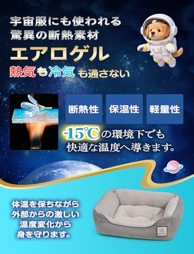 RAKU HOME【宇宙調温テクノロジー】犬 ベッド 猫 ベッド 通年 洗える オールシーズン【PCM体温調節 W抗菌防臭】 クッション 小型犬 ペットベッド 犬用ベッド 猫ベッド 猫用ベッド 犬ベッド エアロゲル 断熱 アルミシート 保温 ふわふわ ふかふか 滑り止め ペット 用品 ベット 小型犬用 中型犬 スクエア M 40×50×15CM ピンクの特徴・詳細 画像