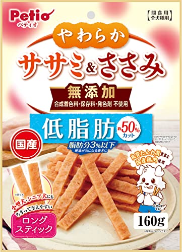 ペティオ (Petio) やわらかササミ&ささみ 無添加 ロングスティック 低脂肪 160g 1