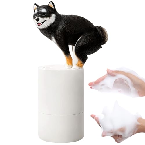 自動ハンドソープディスペンサー遊び心柴犬、 300ml 柴犬の形 自動ソープディスペンサー，防水家電 バスルームアクセサリー 家庭 オフィス 寮 アパートメント ホテル レストラン用，家庭用キッチン事務所寮ホテルマンション子供大人向け 1
