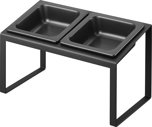 山崎実業(Yamazaki) ペットフードボウル スタンドセット 斜めハイタイプ ブラック 本体：W29×D15.5×H17.6cm タワー tower 食べやすい ペット用 食器台 10038 1