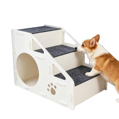 犬 階段 ドッグステップ 3段 、滑り止め 小型動物 ステップ 取り外し可能 洗える犬 スロープ 、高いベッドソファ用小型中型大型子犬猫犬用、 42x32x32cm 1