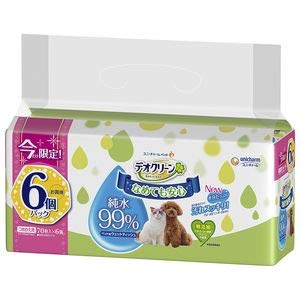 ユニ・チャーム デオクリーン 純水99％ウェットティッシュつめかえ用 70枚×6コ 1