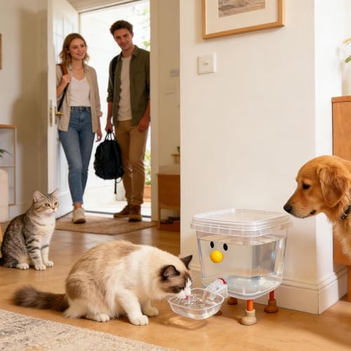 犬用オートマチック給水器 犬用オートオートウォーターディスペンサーウォーターディスペンサー ペット用自動水飲み器,スマイルフェイス デザイン 犬猫用 ウォーターボウル - 卡通キャラクター子犬噴水式給水器,ベランダ 室内 オフィス 寝室 旅行 リビング 家庭用の詳細・まとめ 画像
