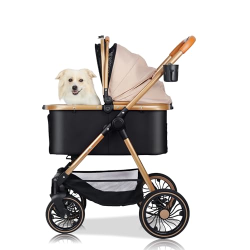 Totoro ball ペットカート 犬 バギー 4輪 犬用かーと 小型犬 中型犬 多頭 ペットキャリーカート ワンタッチ折り畳み ゴム製タイヤ 分離型 ペットバギー コンパクト 広い空間 軽量 通気窓 後輪ブレーキ付 飛び出し防止 通気性 組み立て簡単 耐荷重25KG 外出便利 安定性 収納 1