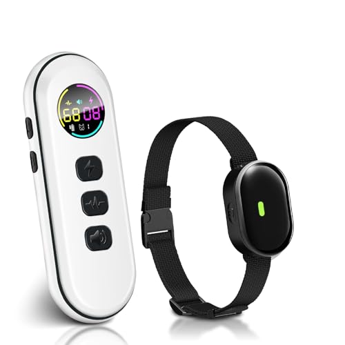 超小型犬用電撃首輪、超軽量＆薄型の犬用トレーニング首輪、1300フィートのリモート付き、小型犬（5～15ポンド）および中型犬向けに特化、198段階の精密制御、防水、充電式（ブラック） 1