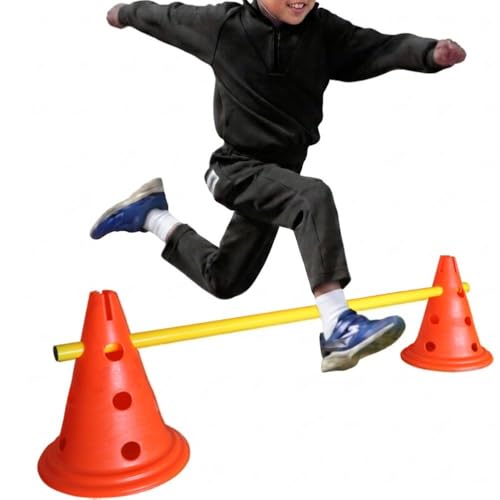 トレーニングハードル コーンバーセット 高さ調整可能 アジリティ 子供 運動 遊具 サッカー練習 屋外 室内 軽量 持ち運び簡単 犬トレーニング対応 iimono117 (1セット/コーン×2ポール×1) 1