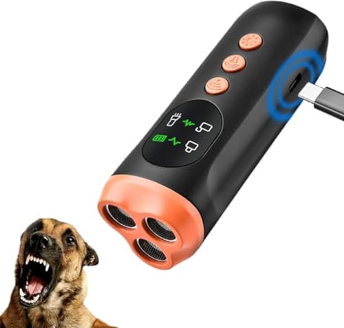 Z無駄吠え防止器 犬用 超音波トレーニング器具、3重超音波モード、最大10m照射、液晶画面付き、LEDライト搭載、USB充電式、軽量120g【2026最新型】 1