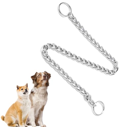 Doyime ﻿犬用首輪 犬チョークチェーン 首輪チョークカラー 中大型犬用 肌を傷つけない 耐久性に優れ 結び目を防ぐ 散歩やトレーニングに適しています 3MM*55CM 1