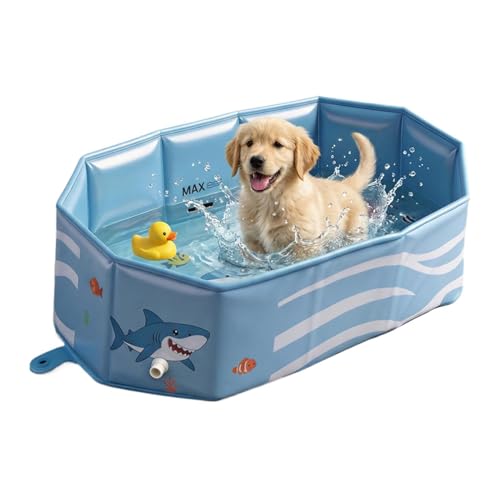 犬用バスプール浴槽 - 30.7x17.71x9.84インチ 折りたたみ式犬用パドリングプール、高耐久PVC折りたたみ式ペット洗浄ステーション |ペット簡単グルーミングクリーニング入浴裏庭パティオガーデンバルコニー 1