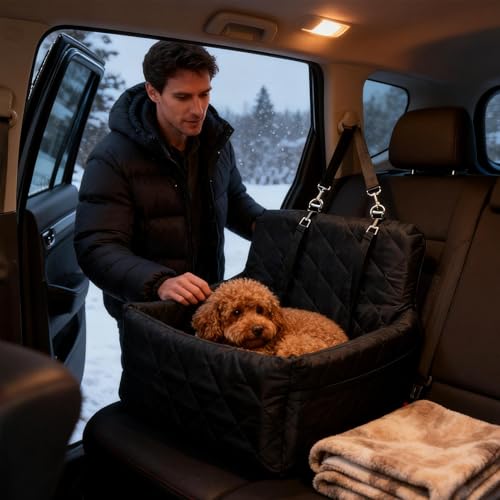 車用ドッグベッド - ブースター ハンモック 取り外し可能 | 冬 暖かい 子犬用トラック旅行ベッド 子猫 小型 中型 大型 犬種 旅行 ロードトリップ キャンプ SUV 買い物 獣医訪問の詳細・まとめ 画像