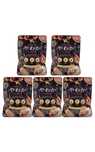 華ちゃん犬猫すこやか本舗 やわか ドッグフード【 国産 無添加 】 半生 チキン 華味鳥 ヒューマングレード 鶏肉 グルテンフリー グレインフリー シニア 総合栄養食 80g(×5個) 1