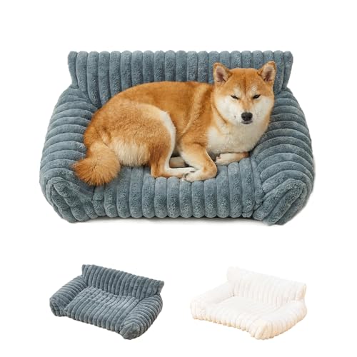 ペットベッド 猫ソファー 犬ソファー ソファー型 猫用ベッド 手洗い 水洗い 反発力 クッション 暖かい かわいい 猫用品 猫ペット 犬用ベッド 冬用 おしゃれ ふわふわ 滑り防止 分厚い 人気 滑り止め 肌触り 毛布 大きめ 小型犬 通年用 (グレー, S, 50*40*50) 1