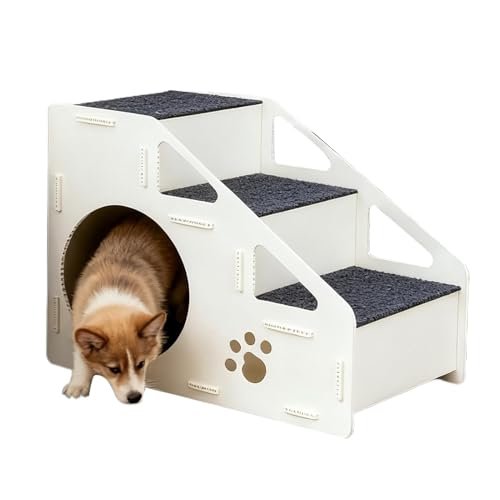 犬 階段 ドッグステップ 3段 、滑り止め 小型動物 ステップ 取り外し可能 洗える犬 スロープ 、高いベッドソファ用小型中型大型子犬猫犬用、 42x32x32cmの詳細・まとめ 画像