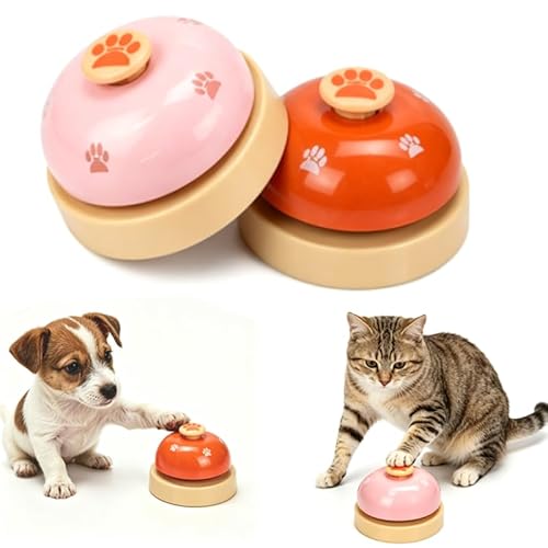 コールベル 卓上ベル ペット用 2 個入り ピンク ブラウン 肉球柄 犬猫兼用 カウンターベル ペットトレーニング しつけ用品 訓練グッズ 呼び鈴 ペットおもちゃ コミュニケーション補助 1