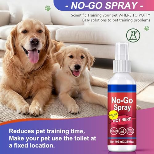 犬の室内専用「ここでは排尿をしないでください」スプレー - １００ミリリットル ペットのおしっこ防止用ミスト,犬のおしっこ防止スプレー - 家具・カーペット・衣類・屋内・屋外・裏庭・芝生・家庭・リビングルームなど、室内外問わず幅広い場所で使用可能。をかけるだけで、ペットがその場所で排尿をするのを防ぎます。ご家庭での使用に。簡単操作。お試しください。の特徴・詳細 画像