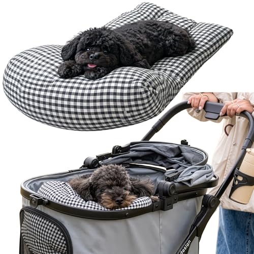 ペットカート クッション あご乗せ 犬 カート用 クッション 手洗いOK 洗える コットン100% 中綿 ふかふか 小型犬 中型犬 シニア犬 ペットマット カートクッション ペット バギー クッション カート アクセサリー バギー用クッション ペットカート専用マット (チェック柄) 1