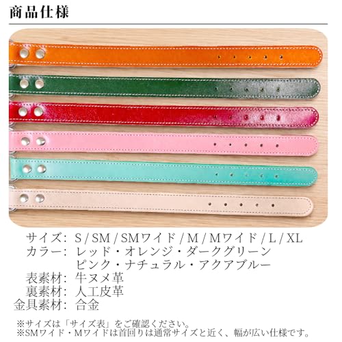 Beanspet ハーフチョーク首輪 金属チェーン付き 本革製 ハーフチョーク犬 首輪 チョークカラー カラフル シンプル 革 チェーン 日本製 (オレンジ, S)の特徴・詳細 画像