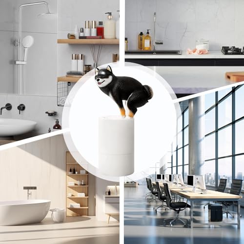 自動ハンドソープディスペンサー遊び心柴犬、 300ml 柴犬の形 自動ソープディスペンサー，防水家電 バスルームアクセサリー 家庭 オフィス 寮 アパートメント ホテル レストラン用，家庭用キッチン事務所寮ホテルマンション子供大人向けの特徴・詳細 画像