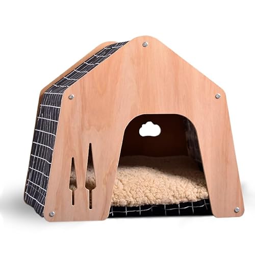ペットハウス 犬小屋 ペット ハウス おしゃれ 犬ハウス ペット用品 猫ハウス 猫 キャットハウス ねこハウス 猫用 犬用 ペット用【DH-7】 (1/ブラックチェック, Mサイズ)の外観・全体像 画像