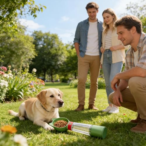 犬用 携帯ウォーターボトル - 2-in-1 完全防漏 携帯ウォーターカップ - お出かけ用 ドッグボウル | 子犬 ハイキング 車 ビーチ キャンプ 庭 公園 ガーデン 屋外 対応の特徴・詳細 画像