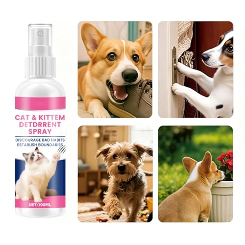 Ratpzou 犬が近寄って来ないようにするためのしつけ用スプレー | 100 ミリリットル の 容量 入り 屋外 及び 室内 兼用 しつけ タイプ ストッパー | 犬用トイレトイレトレーニングスプレートレーニングスプレー | 屋内の家具、カーペット、ご家庭、リビングルーム、寝室、屋外の床、家屋、猫ちゃん、ペット用の特徴・詳細 画像