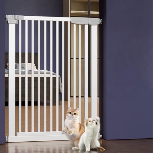 JOOHY ペットゲート ペットドア 猫脱走防止 3.5CM間隔 柵 ペットフェンス 自動ロック ベビーゲート 両開き 簡易扉 ペット侵入防止 取り付け簡単 穴あけ不要 玄関 高さ80cm 取り付け幅76-83cmの外観・全体像 画像