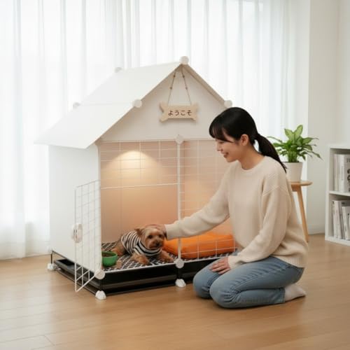 Theagiz 犬 ケージ ペットキャリー 折りたたみ 猫 大型犬用ゲージ ペットサークル 持ち運び 犬室内 犬ゲージ 小型犬、中型犬、大型犬に適しています (71*71*91cmB)の特徴・詳細 画像
