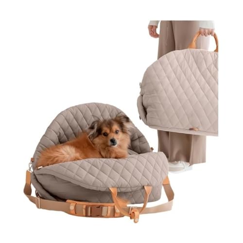 Buyiraペットバッグ 犬用 猫用 ポータブル 車載用 ペットキャリーバッグ ペットベッド機能 おしゃれ 軽量 旅行用 散歩用 安全 清潔 快適 多機能 (ベージュ,1)の外観・全体像 画像