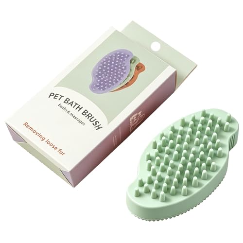 ペット用バスブラシ |ゴム製グルーミング抜け毛ペット用品 - 犬用洗浄ブラシ シャワー スクラバー 子犬 子猫 小中大犬用 マッサージ 入浴 脱毛ケアの外観・全体像 画像