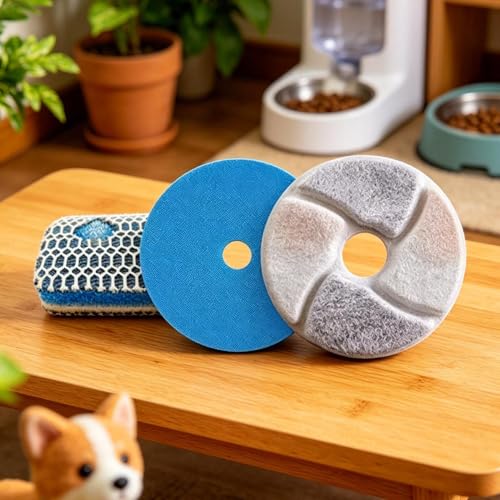 猫用噴水フィルター - 不純物を除去、4.13インチサイズのディスペンサースポンジ、ペット水分補給システム浄化マット、柔らかい不織布のドリンカーパッド | 猫用給水器フィルター猫・猟犬用液体ストレーナーの特徴・詳細 画像