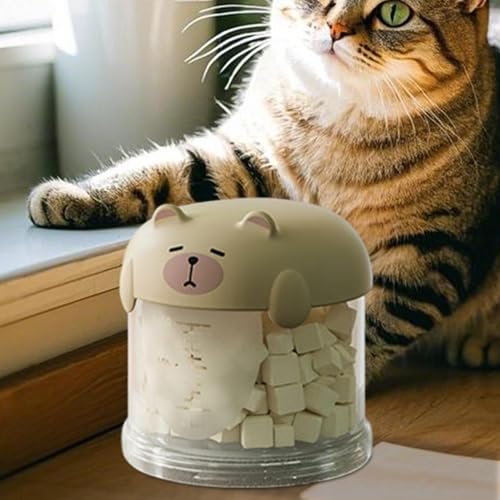 ペットスナックコンテナ - かわいい透明な収納ボックス、新鮮な状態を保つ蓋システム、コンパクトなフードオーガナイザーデザイン | ペット用スナックコンテナ犬用ビスケット収納キッチンカウンターディスプレイポータブルの特徴・詳細 画像
