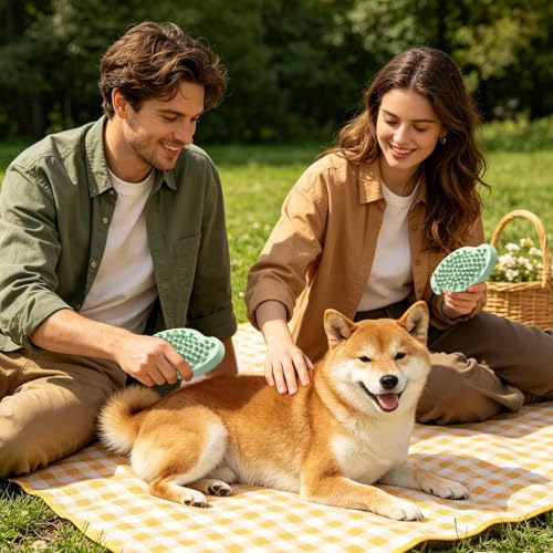 ペット用バスブラシ |ゴム製グルーミング抜け毛ペット用品 - 犬用洗浄ブラシ シャワー スクラバー 子犬 子猫 小中大犬用 マッサージ 入浴 脱毛ケアの特徴・詳細 画像