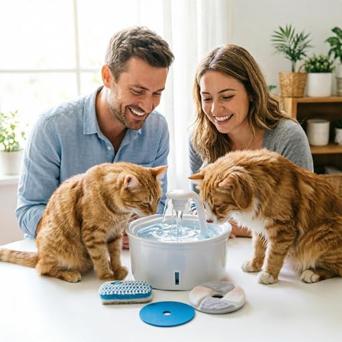 猫用噴水フィルター - 不純物を除去、4.13インチサイズのディスペンサースポンジ、ペット水分補給システム浄化マット、柔らかい不織布のドリンカーパッド | 猫用給水器フィルター猫・猟犬用液体ストレーナーの詳細・まとめ 画像