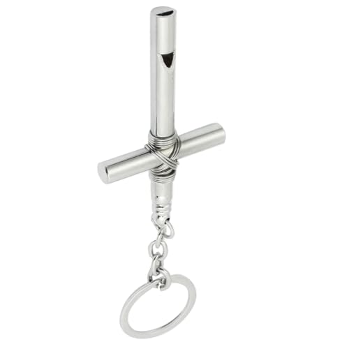 [uxcell] クロスホイッスルキーホルダーペンダント 金属製安全ホイッスルクロス緊急犬ホイッスル キーホルダーキーリング付きバックパックバッグ用 シルバー1個の特徴・詳細 画像
