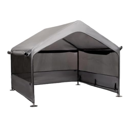 Tujkaw犬小屋 大型犬 屋外 【120×120cm】 ペットテント 日よけ 防雨 3面メッシュ 通気性 撥水 紫外線カット ドッグハウス (グレー) 1