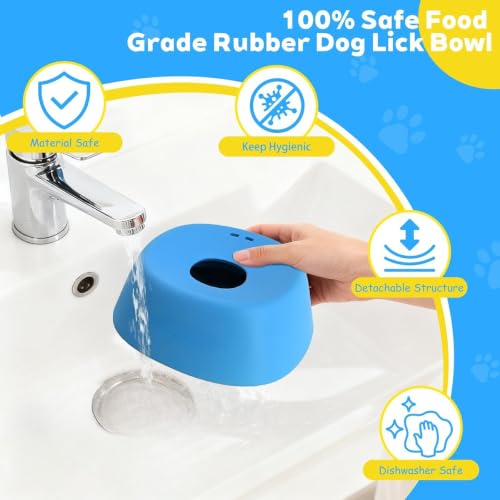ペット用 スローフィーダー 舐めボウル ローリングボール付き 早食い防止食器 猫 犬 おもちゃ ボール わんこのぺろぺろ味覚玉 滑り止め 液体おやつ 骨スープ対応 給餌器 知育玩具 (ブルーB)の特徴・詳細 画像