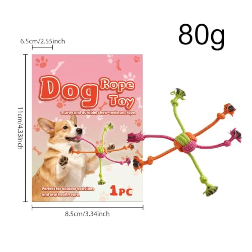 犬用ロープおもちゃ - 8.5x11cm 犬用おもちゃ、省スペースで持ち運び可能 |インタラクティブな刺激を強化するペット用品を簡単に、積極的に咀嚼する人の歯の掃除行動トレーニング用のロープ咀嚼の詳細・まとめ 画像