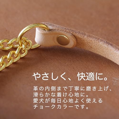犬 首輪 ハーフチョーク 本革 フラットレザー チョークカラー 手作り おしゃれ 小型犬 中型犬 (XS)の特徴・詳細 画像