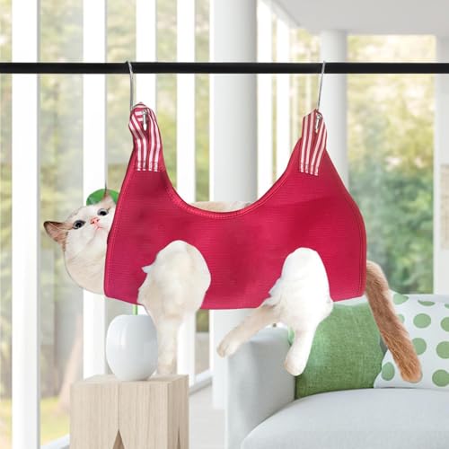 グルーミング用犬用スリング | リラクゼーション ペット グルーミング スリング ヘルパー - リラクゼーションハンモック、猫拘束具、猫ハンガー調節可能な通気性グルーミングベッド猫と犬の用の特徴・詳細 画像
