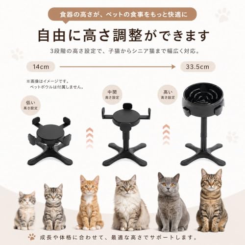 MIKEART 犬 猫 食器台 高さ調節 角度調整 ペットボウルスタンド フードスタンド 餌台 水飲み台 えさ皿 取り外し可能 小型犬 中型犬 大型犬 猫用 (1)の特徴・詳細 画像