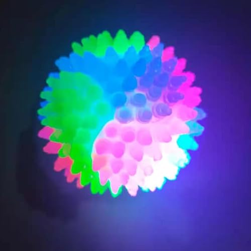 犬用おもちゃ ボール 発光 LEDライト スパイクボール 7.5cm 噛むおもちゃ 耐久性 変形しにくい 弾むボール 光る犬用ボール 夜間視認性 室内 屋外兼用 ストレス解消 運動不足解消 小型犬 中型犬用 ペットトイ クリスマス プレゼント (A,5.5cm)の特徴・詳細 画像