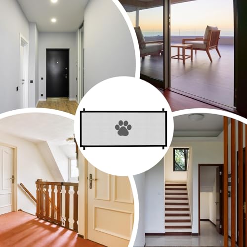 折りたたみ式犬用ゲート、ペット用メッシュゲート | 階段用ドッグゲート格納式屋内安全,折りたたみ式の幅広ペットは、が遊んだり休んだりするための安全な囲いを提供しますの特徴・詳細 画像